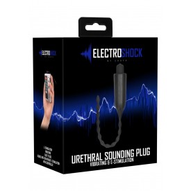 Черный стимулятор уретры с вибрацией и электростимуляцией Urethral Sounding Plug