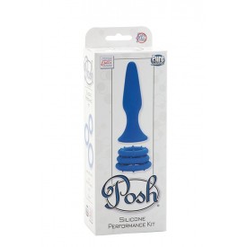 Синий набор Posh Silicone Performance Kits: анальная пробка и 3 эрекционных кольца