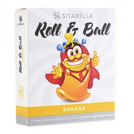 Стимулирующий презерватив-насадка Roll & Ball Banana